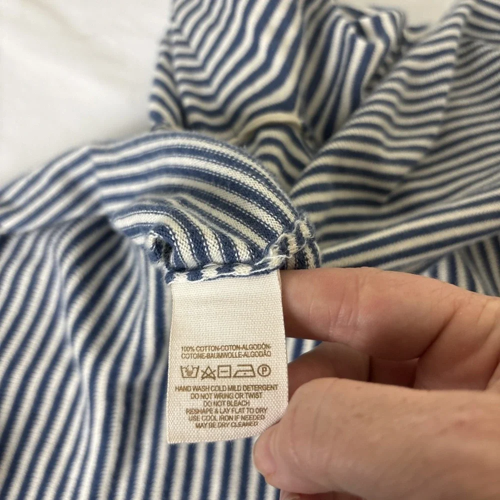 Free People Striped Open Cardigan Sweater Womens Small Lightweight Blue White